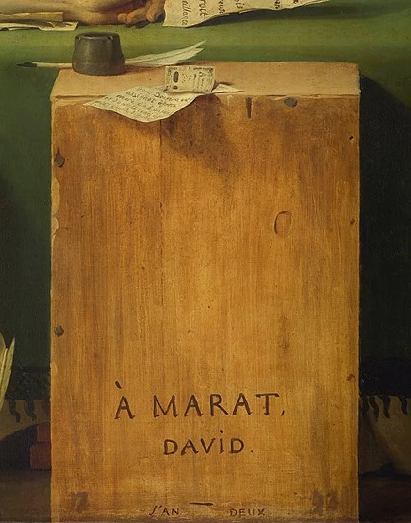 Fotolavastus Jacques-Louis Davidi maalist „Marat' surm"