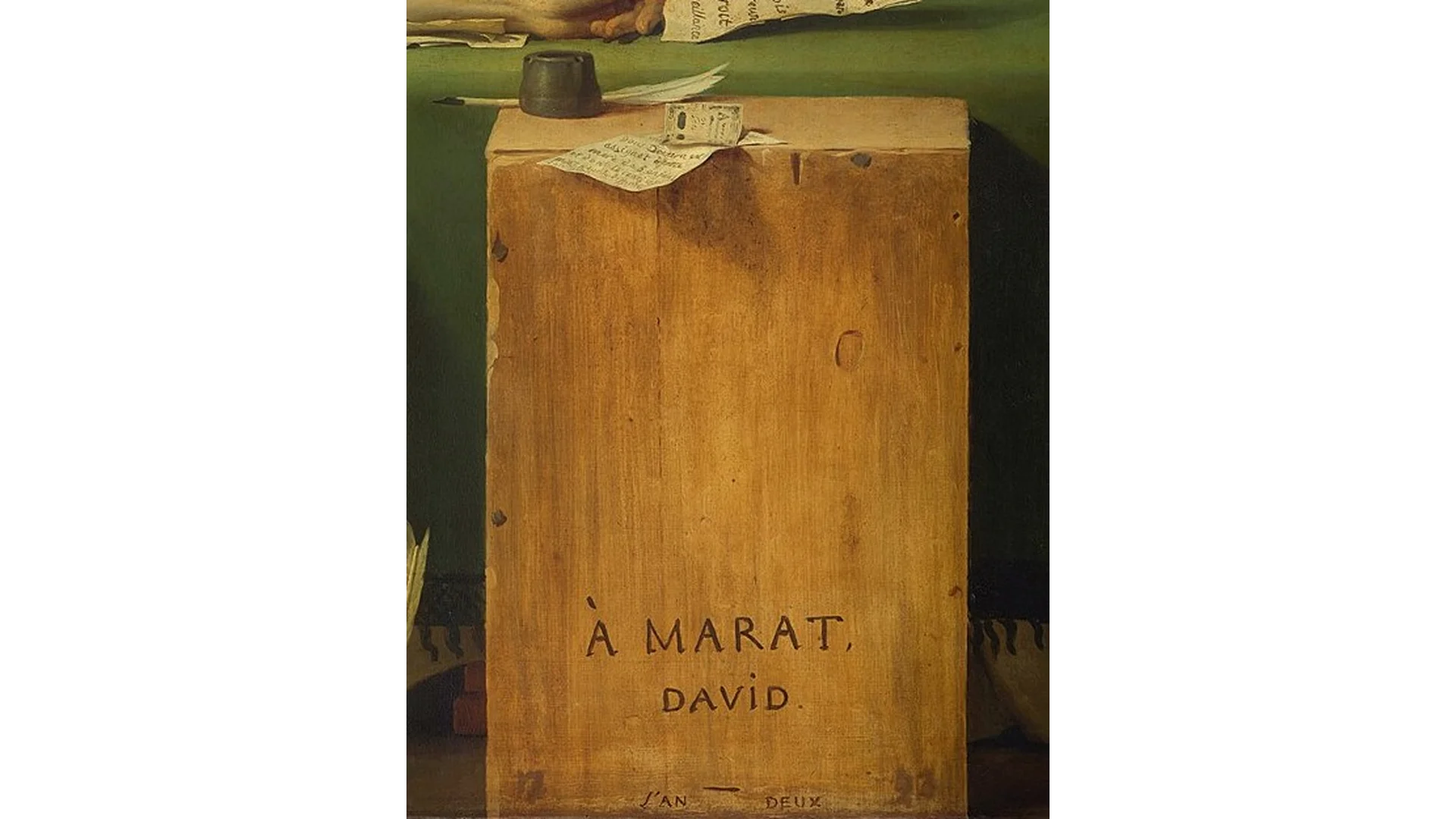 Fotolavastus Jacques-Louis Davidi maalist „Marat' surm"