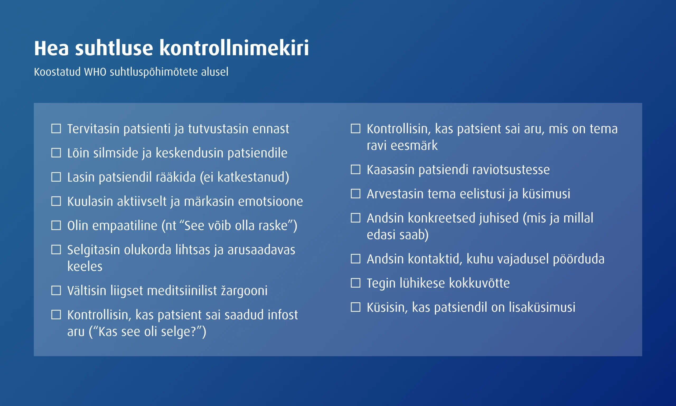 Hea suhtluse kontrollnimekiri